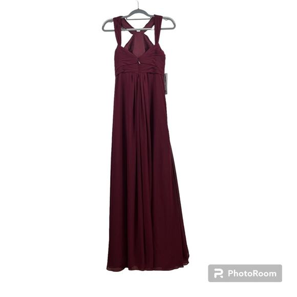 AZAZIE New Mellie Cabernet Pleated Sleeveless Halter Maxi Evening Formal Dress - Picture 11 of 12